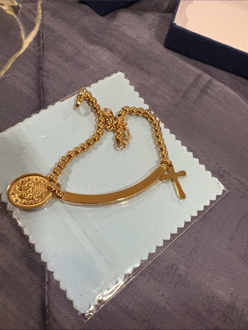 Christianartworkshop Mustard Seed & Golden Bead Cross Bracelet